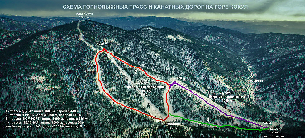 Схема трасс горнолыжного комплекса Телецкий